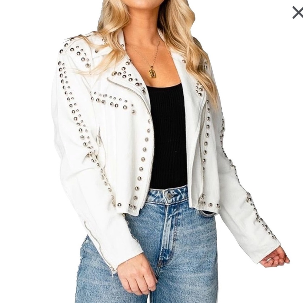 Buddy Love White Studded Jean Jacket
